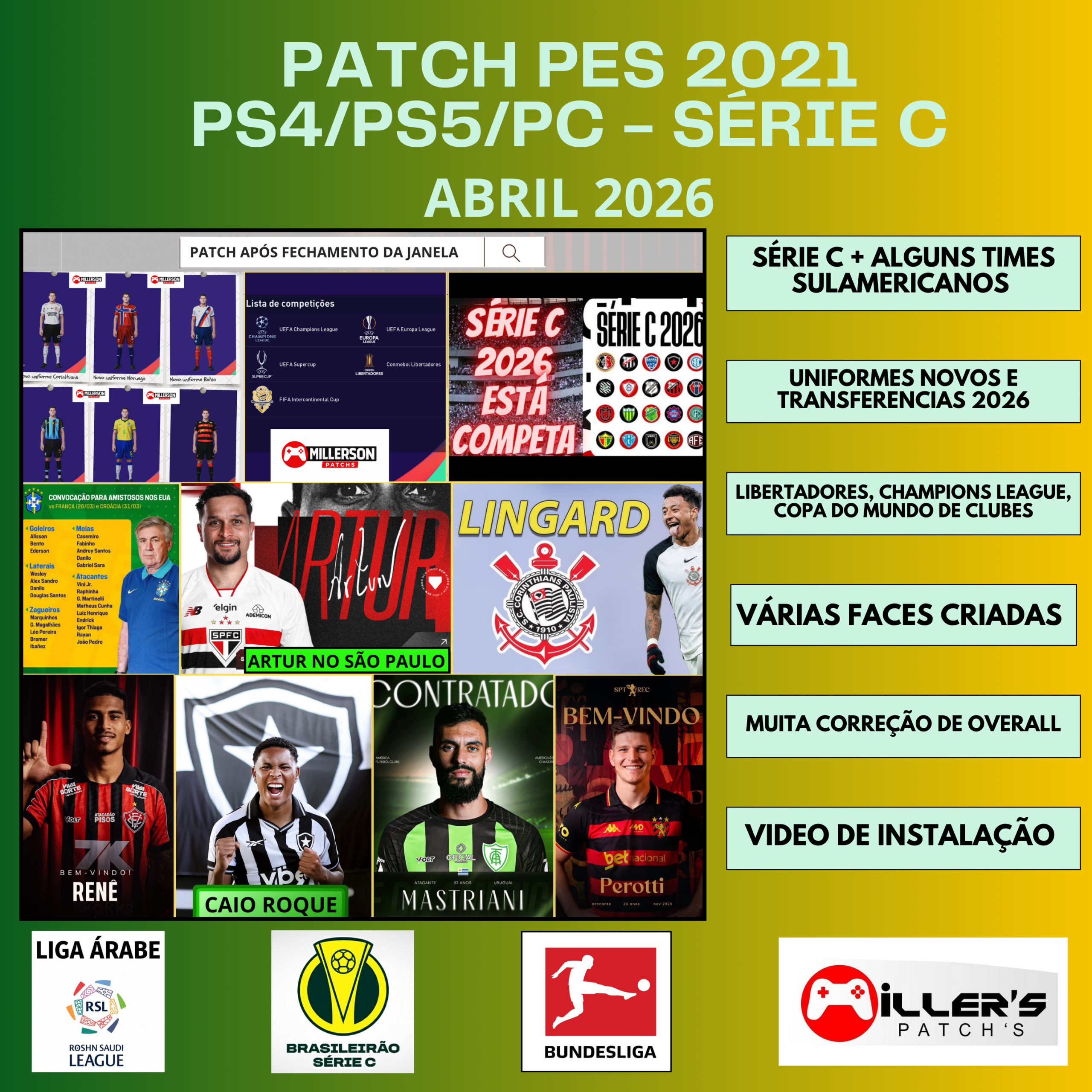 PES 2021 PS4/PS5/PC - PATCH BRASILEIRÃO SERIE C 2026