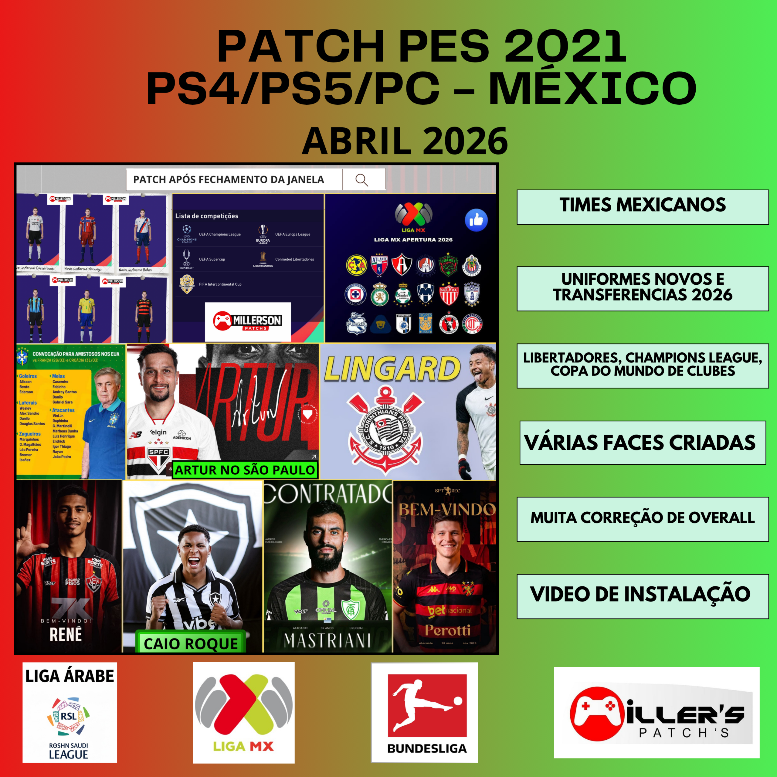 PES 2021 PS4/PS5/PC – Patch Liga Mexicana | Versão PES 2026