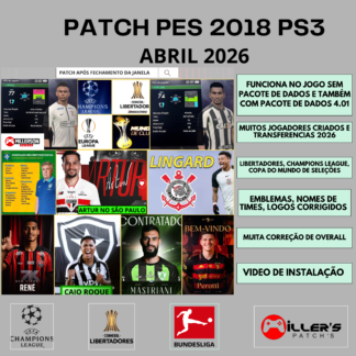 PATCH PES 2018 PS3 ATUALIZADO PAQUETA NO FLAMENGO