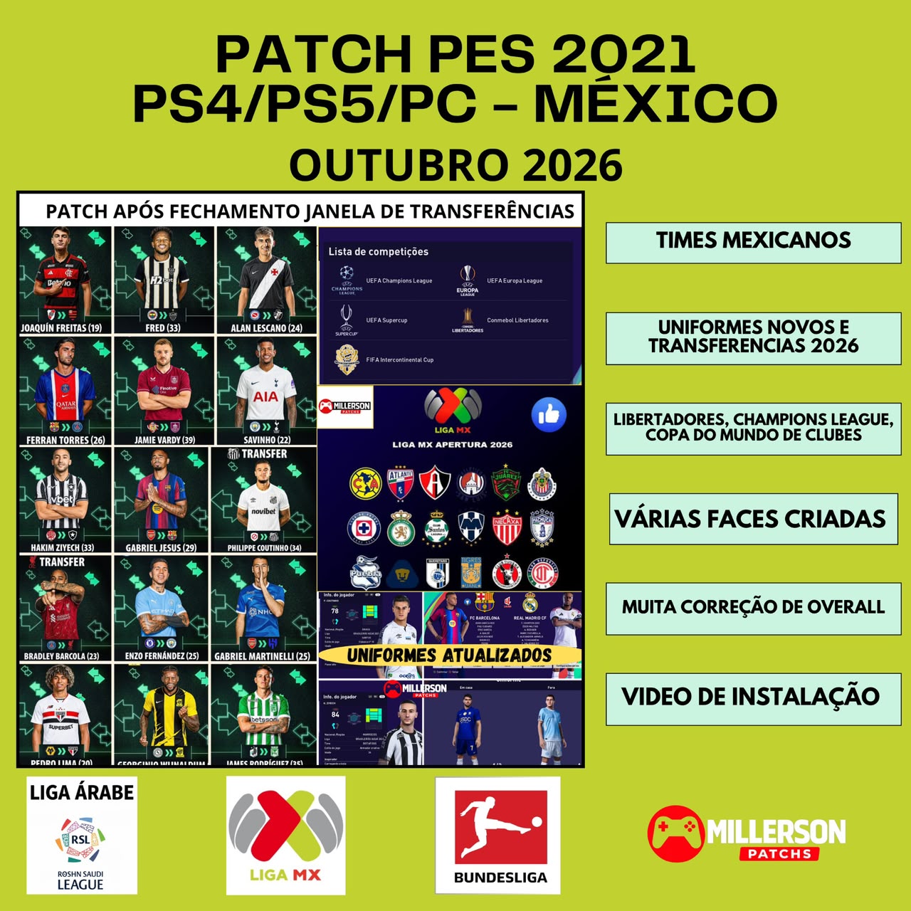 PATCH PES 2021 PS4/PS5/PC – Liga Mexicana | Versão PES 2026