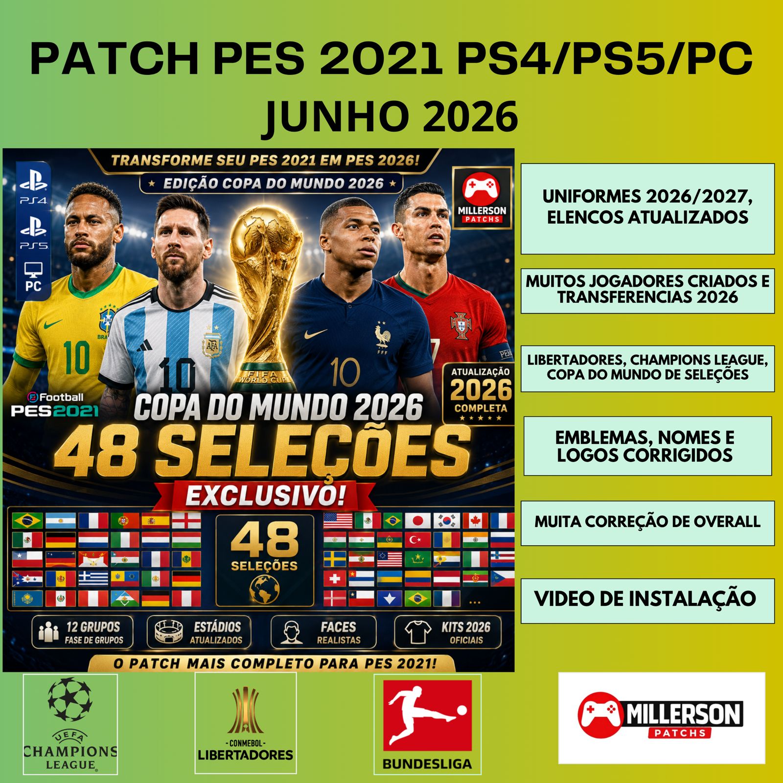 PATCH PES 2021: ESPECIAL COPA DO MUNDO 2026 COM 48 SELEÇÕES – PS4/PS5/PC