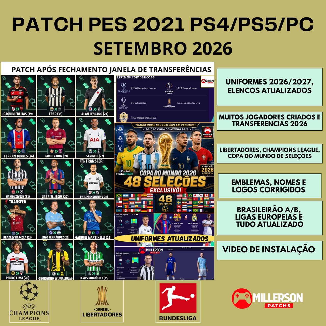 PATCH PES 2021: ESPECIAL COPA DO MUNDO 2026 COM 48 SELEÇÕES - PS4/PS5/PC